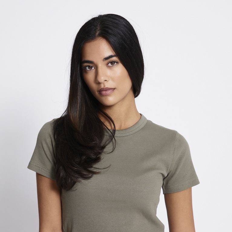 Rib tee "Alvia Rib Top" Army Green